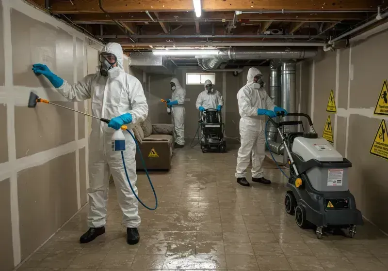 Basement Moisture Removal and Structural Drying process in Wolcottville, IN